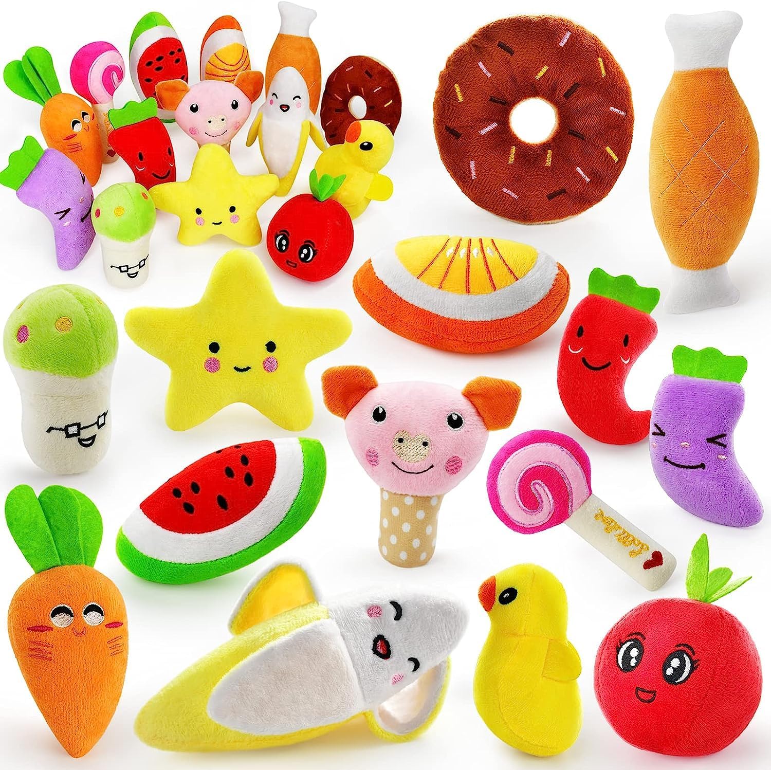 Snack Attack 14-Pack Mini Squeaky Toys
