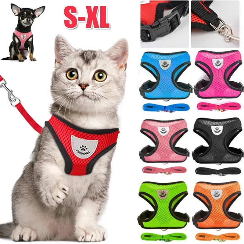 CHUS PET STORE™ Adjustable Mesh Cat Harness & Lead Set