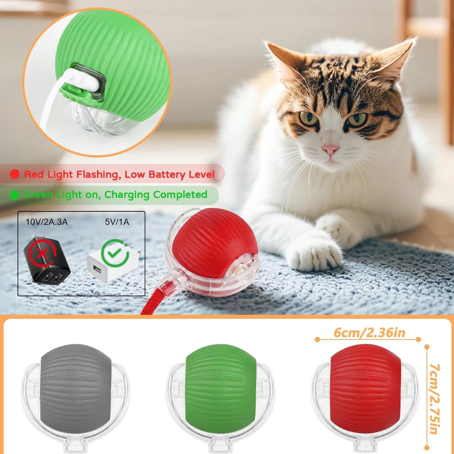 CHUS PET STORE™ Smart Rolling Cat Ball with Teaser Tail