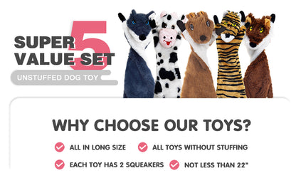 Crinkle Crew 5-Pack No-Stuffing Squeaky Toys